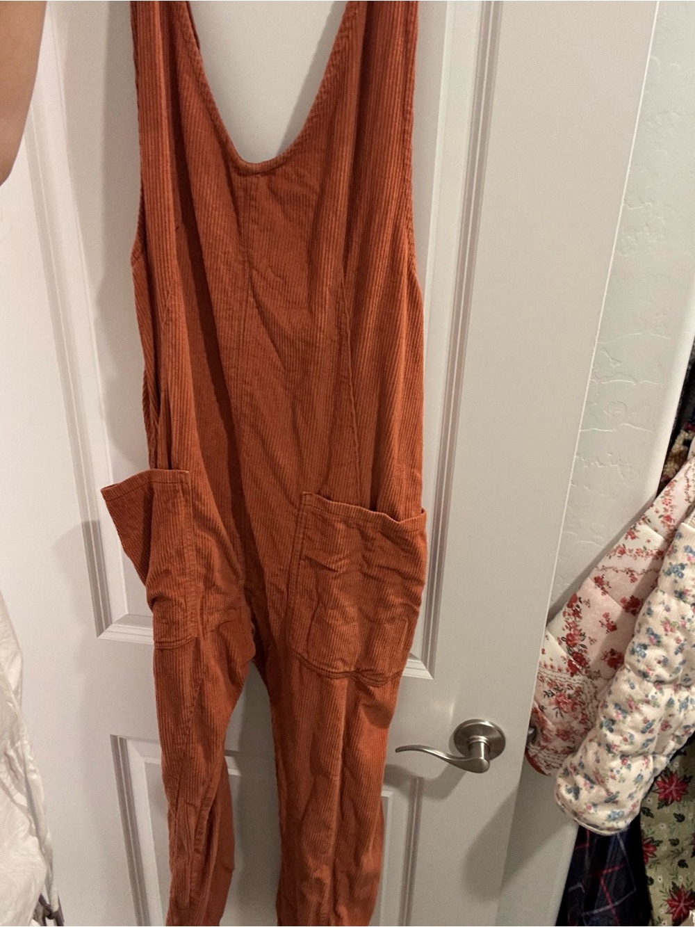 We The Free Rust Corduroy Pocket Jumpsuit